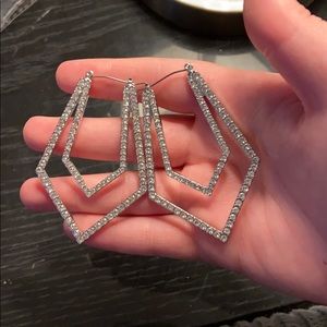 Crystal and silver large earrings